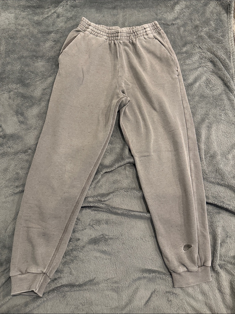 Nike Kids Gray Fleece Joggers with Elastic Cuffs